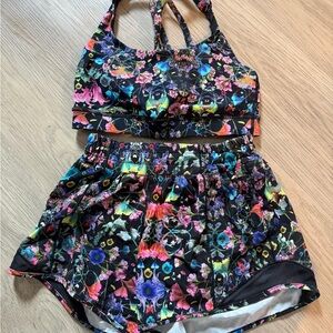 lululemon athletica Floral Athletic Shorts and Top Set